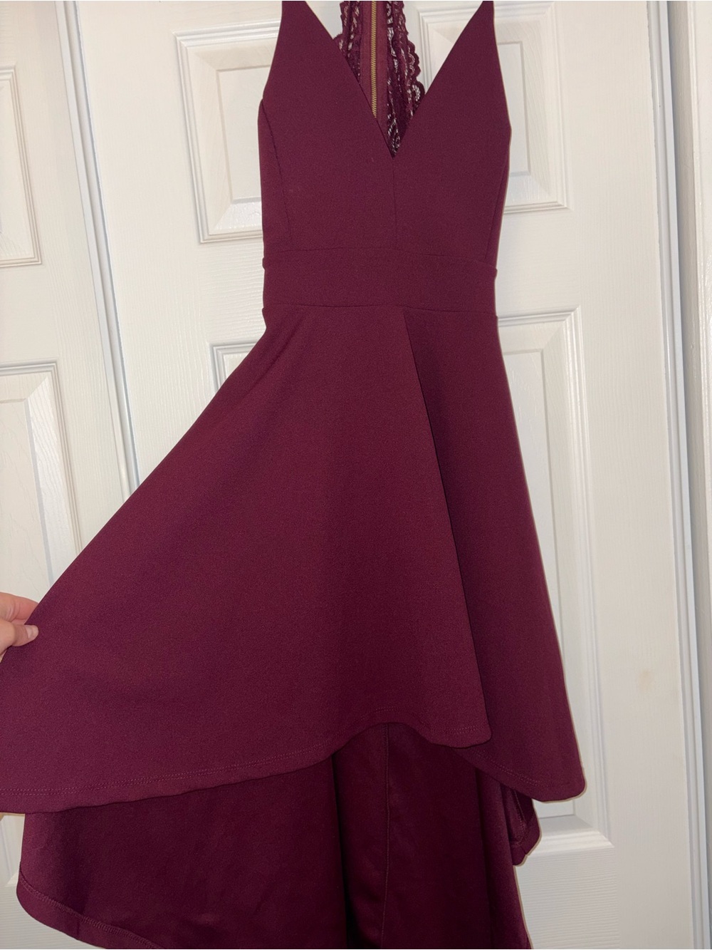 Windsor Burgundy V-Neck High-Low Dress